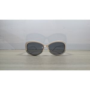 White Clout Oval Sunglasses Y2K Retro Thick Frame Gray Lens